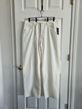 NWT Parke X Target Cream Mid-Rise Cinched Waist Baggy Jeans